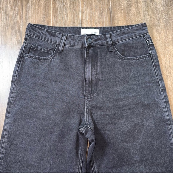 VERVET High Rise Wide Leg Jean Baggy Ankle black Destroyed Raw Hem Distressed - Picture 6 of 10